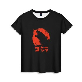 Женская футболка 3D с принтом Godzilla , 100% полиэфир ( синтетическое хлопкоподобное полотно) | прямой крой, круглый вырез горловины, длина до линии бедер | cinema | film | godzilla | monster | годзила | годзилла | кино | монстр | фильм