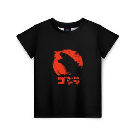 Детская футболка 3D с принтом Godzilla , 100% гипоаллергенный полиэфир | прямой крой, круглый вырез горловины, длина до линии бедер, чуть спущенное плечо, ткань немного тянется | cinema | film | godzilla | monster | годзила | годзилла | кино | монстр | фильм