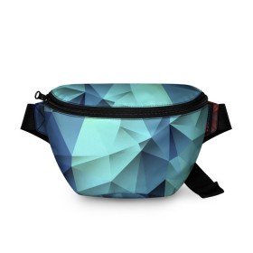 Поясная сумка 3D с принтом Polygon blue , 100% полиэстер | плотная ткань, ремень с регулируемой длиной, внутри несколько карманов для мелочей, основное отделение и карман с обратной стороны сумки застегиваются на молнию | полигон | текстура