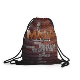 Рюкзак-мешок 3D с принтом MMA , 100% полиэстер | плотность ткани — 200 г/м2, размер — 35 х 45 см; лямки — толстые шнурки, застежка на шнуровке, без карманов и подкладки | judo | mixed | mma | sambo | wrestling