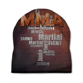 Шапка 3D с принтом MMA , 100% полиэстер | универсальный размер, печать по всей поверхности изделия | judo | mixed | mma | sambo | wrestling