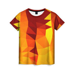 Женская футболка 3D с принтом Golden , 100% полиэфир ( синтетическое хлопкоподобное полотно) | прямой крой, круглый вырез горловины, длина до линии бедер | геометрия | полигоны | разноцветный | треугольники | яркий