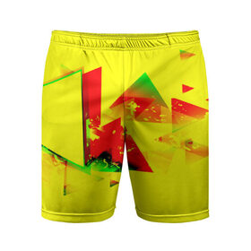 Мужские шорты 3D спортивные с принтом Тrible ,  |  | Тематика изображения на принте: геометрия | желтый | треугольник | яркий
