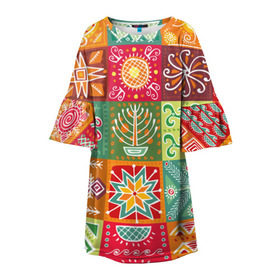 Детское платье 3D с принтом Гвинея-Бисау , 100% полиэстер | прямой силуэт, чуть расширенный к низу. Круглая горловина, на рукавах — воланы | африка | паттерн | разноцветный | этно | яркий