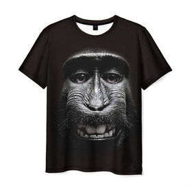 Мужская футболка 3D с принтом обезьяна , 100% полиэфир | прямой крой, круглый вырез горловины, длина до линии бедер | взгляд | голова | животные | обезьяна | природа