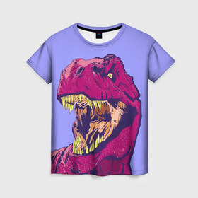 Женская футболка 3D с принтом rex , 100% полиэфир ( синтетическое хлопкоподобное полотно) | прямой крой, круглый вырез горловины, длина до линии бедер | dinosaur | t rex | динозавр | рекс | тирекс