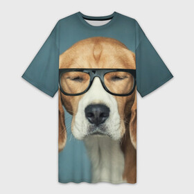 Платье-футболка 3D с принтом Бигль ,  |  | Тематика изображения на принте: бигль | гончая | дворняжка | охотничья | песик | песики | собака | собаки