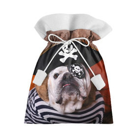 Подарочный 3D мешок с принтом Бульдог - пират , 100% полиэстер | Размер: 29*39 см | Тематика изображения на принте: бульдог | бульдоги | песик | песики | пират | пираты | прикольные | собака | собаки