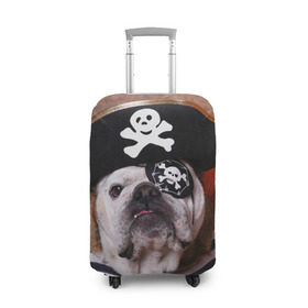 Чехол для чемодана 3D с принтом Бульдог - пират , 86% полиэфир, 14% спандекс | двустороннее нанесение принта, прорези для ручек и колес | бульдог | бульдоги | песик | песики | пират | пираты | прикольные | собака | собаки