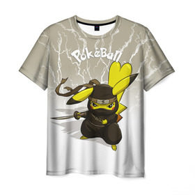 Мужская футболка 3D с принтом Pikachu , 100% полиэфир | прямой крой, круглый вырез горловины, длина до линии бедер | pikachu | pokeball | pokemon | пикачу | покеболл | покемон