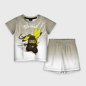 Детский костюм с шортами 3D с принтом Pikachu ,  |  | pikachu | pokeball | pokemon | пикачу | покеболл | покемон