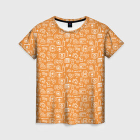 Женская футболка 3D с принтом Жизнь на Ямайке , 100% полиэфир ( синтетическое хлопкоподобное полотно) | прямой крой, круглый вырез горловины, длина до линии бедер | оранжевый | паттерн