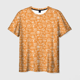 Мужская футболка 3D с принтом Жизнь на Ямайке , 100% полиэфир | прямой крой, круглый вырез горловины, длина до линии бедер | оранжевый | паттерн