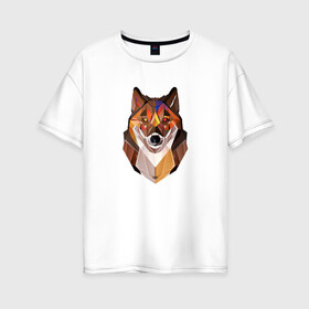 Женская футболка хлопок Oversize с принтом Wolf , 100% хлопок | свободный крой, круглый ворот, спущенный рукав, длина до линии бедер
 | 3d | 3д | autumn | forest | nature | wolf | абстракция | волк | геометрия | лес | осень | природа | хищник
