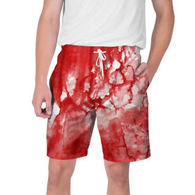 Мужские шорты 3D с принтом Кровь ,  полиэстер 100% | прямой крой, два кармана без застежек по бокам. Мягкая трикотажная резинка на поясе, внутри которой широкие завязки. Длина чуть выше колен | брызги | капли | кровь | ужас | хэллоуин