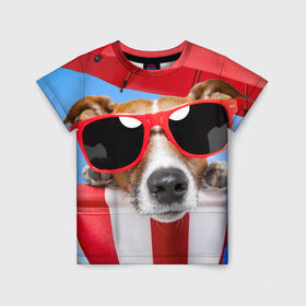 Детская футболка 3D с принтом Джек Рассел , 100% гипоаллергенный полиэфир | прямой крой, круглый вырез горловины, длина до линии бедер, чуть спущенное плечо, ткань немного тянется | Тематика изображения на принте: джек рассел | песик | песики | собака | собаки | терьер