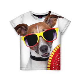 Детская футболка 3D с принтом Джек Рассел с веером , 100% гипоаллергенный полиэфир | прямой крой, круглый вырез горловины, длина до линии бедер, чуть спущенное плечо, ткань немного тянется | Тематика изображения на принте: джек рассел | песик | песики | собака | собаки | терьер