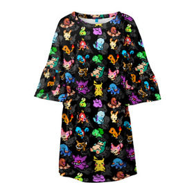 Детское платье 3D с принтом Покемоны , 100% полиэстер | прямой силуэт, чуть расширенный к низу. Круглая горловина, на рукавах — воланы | pixels | pokeball | pokebol | pokemon | пиксели | покебол | покемон