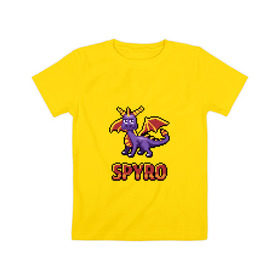 Детская футболка хлопок с принтом Дракон Спайро. 8 bit. , 100% хлопок | круглый вырез горловины, полуприлегающий силуэт, длина до линии бедер | Тематика изображения на принте: dragon | pixel art | spyro | дракон | пиксель арт | спайро