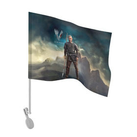 Флаг для автомобиля с принтом Викинги. Рагнар Лодброк , 100% полиэстер | Размер: 30*21 см | викинги