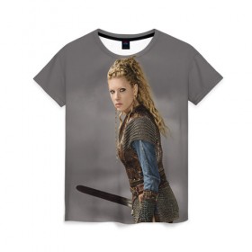 Женская футболка 3D с принтом Лагерта , 100% полиэфир ( синтетическое хлопкоподобное полотно) | прямой крой, круглый вырез горловины, длина до линии бедер | викинги