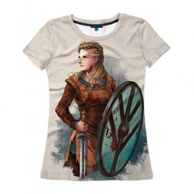 Женская футболка 3D с принтом Лагерта , 100% полиэфир ( синтетическое хлопкоподобное полотно) | прямой крой, круглый вырез горловины, длина до линии бедер | викинги