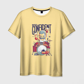 Мужская футболка 3D с принтом Будь уверенным , 100% полиэфир | прямой крой, круглый вырез горловины, длина до линии бедер | be confident | drums | music | барабаны | музыка | цитата | цитаты