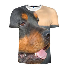 Мужская футболка 3D спортивная с принтом Ротвейлер , 100% полиэстер с улучшенными характеристиками | приталенный силуэт, круглая горловина, широкие плечи, сужается к линии бедра | большая | пес | песик | псина | ротвейлер | ротвейлеры | собака | собаки