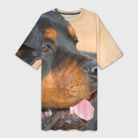 Платье-футболка 3D с принтом Ротвейлер ,  |  | большая | пес | песик | псина | ротвейлер | ротвейлеры | собака | собаки