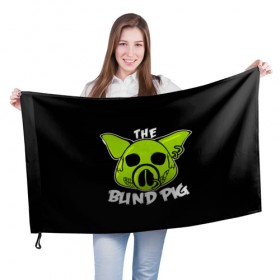 Флаг 3D с принтом Blind Pig , 100% полиэстер | плотность ткани — 95 г/м2, размер — 67 х 109 см. Принт наносится с одной стороны | ад | зеленый | свинья | череп