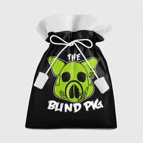 Подарочный 3D мешок с принтом Blind Pig , 100% полиэстер | Размер: 29*39 см | Тематика изображения на принте: ад | зеленый | свинья | череп