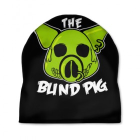 Шапка 3D с принтом Blind Pig , 100% полиэстер | универсальный размер, печать по всей поверхности изделия | ад | зеленый | свинья | череп
