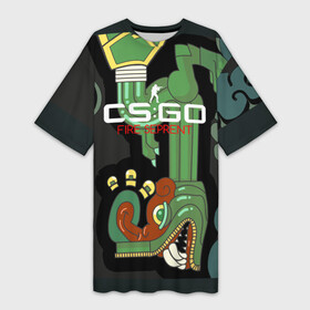 Платье-футболка 3D с принтом cs:go   Fire Serpent (Огненный змей) ,  |  | ak | cs | csgo | fire | seprent | го | змей | кс | огненный | тайное