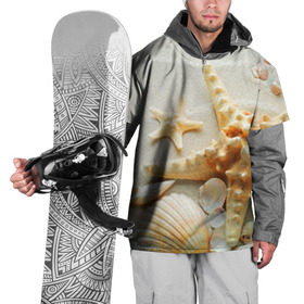 Накидка на куртку 3D с принтом Морской пляж 5 , 100% полиэстер |  | море | морская звезда | песок | пляж | ракушки | туризм | турист