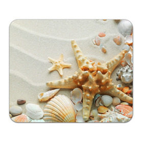 Коврик для мышки прямоугольный с принтом Морской пляж 5 , натуральный каучук | размер 230 х 185 мм; запечатка лицевой стороны | море | морская звезда | песок | пляж | ракушки | туризм | турист