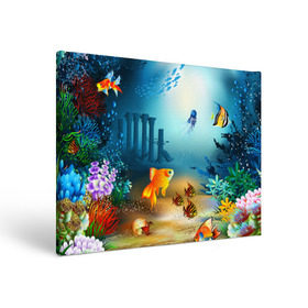 Холст прямоугольный с принтом Золотая рыбка , 100% ПВХ |  | Тематика изображения на принте: вода | водоросли | море | подводный мир | природа | рыба | рыбка | туризм