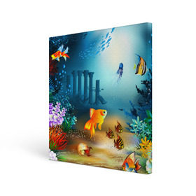 Холст квадратный с принтом Золотая рыбка , 100% ПВХ |  | Тематика изображения на принте: вода | водоросли | море | подводный мир | природа | рыба | рыбка | туризм
