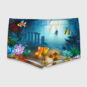 Мужские купальные плавки 3D с принтом Золотая рыбка , Полиэстер 85%, Спандекс 15% |  | вода | водоросли | море | подводный мир | природа | рыба | рыбка | туризм