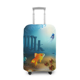 Чехол для чемодана 3D с принтом Золотая рыбка , 86% полиэфир, 14% спандекс | двустороннее нанесение принта, прорези для ручек и колес | Тематика изображения на принте: вода | водоросли | море | подводный мир | природа | рыба | рыбка | туризм