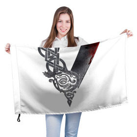 Флаг 3D с принтом Викинги , 100% полиэстер | плотность ткани — 95 г/м2, размер — 67 х 109 см. Принт наносится с одной стороны | viking | vikings | вальхалла | викинги