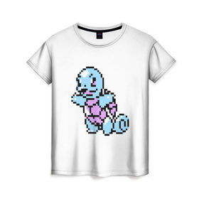 Женская футболка 3D с принтом Squirtle (pokemon) , 100% полиэфир ( синтетическое хлопкоподобное полотно) | прямой крой, круглый вырез горловины, длина до линии бедер | squirtle | пиксели | покемоны | рokemon | сквиртл