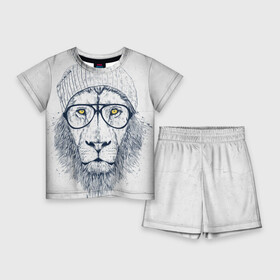 Детский костюм с шортами 3D с принтом Cool Lion ,  |  | красивый | крутой | лев | львица | очки | рисунок | узор