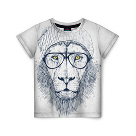 Детская футболка 3D с принтом Cool Lion , 100% гипоаллергенный полиэфир | прямой крой, круглый вырез горловины, длина до линии бедер, чуть спущенное плечо, ткань немного тянется | красивый | крутой | лев | львица | очки | рисунок | узор