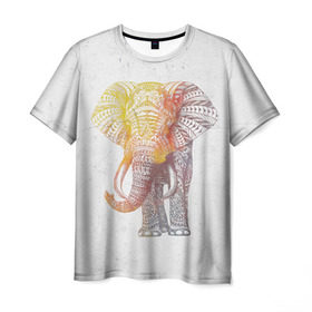 Мужская футболка 3D с принтом Solar Elephant , 100% полиэфир | прямой крой, круглый вырез горловины, длина до линии бедер | красивый | крутой | рисунок | слон | узор