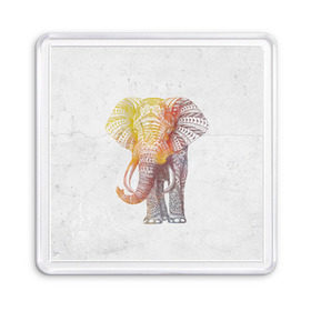 Магнит 55*55 с принтом Solar Elephant , Пластик | Размер: 65*65 мм; Размер печати: 55*55 мм | красивый | крутой | рисунок | слон | узор
