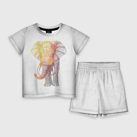 Детский костюм с шортами 3D с принтом Solar Elephant ,  |  | красивый | крутой | рисунок | слон | узор