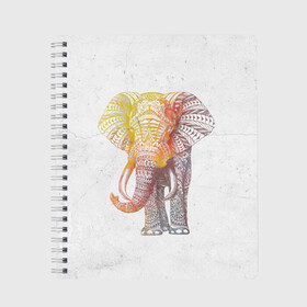 Тетрадь с принтом Solar Elephant , 100% бумага | 48 листов, плотность листов — 60 г/м2, плотность картонной обложки — 250 г/м2. Листы скреплены сбоку удобной пружинной спиралью. Уголки страниц и обложки скругленные. Цвет линий — светло-серый
 | красивый | крутой | рисунок | слон | узор