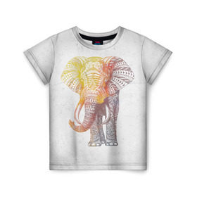 Детская футболка 3D с принтом Solar Elephant , 100% гипоаллергенный полиэфир | прямой крой, круглый вырез горловины, длина до линии бедер, чуть спущенное плечо, ткань немного тянется | Тематика изображения на принте: красивый | крутой | рисунок | слон | узор