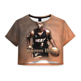 Женская футболка 3D укороченная с принтом Баскетболист Dwyane Wade , 100% полиэстер | круглая горловина, длина футболки до линии талии, рукава с отворотами | chicago bulls | баскетбол | буллз | дуэйн уэйд | нба | чикаго