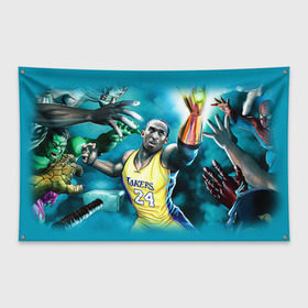 Флаг-баннер с принтом Kobe Bryant , 100% полиэстер | размер 67 х 109 см, плотность ткани — 95 г/м2; по краям флага есть четыре люверса для крепления | kobe bryant | lakers | los angeles lakers | nba. | баскетбол | баскетболист | коби брайант | лайкерс | лос анджелес лейкерс | нба